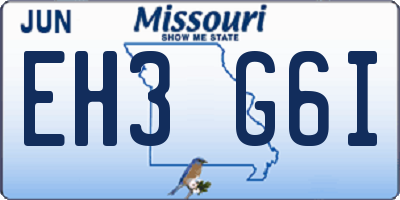 MO license plate EH3G6I