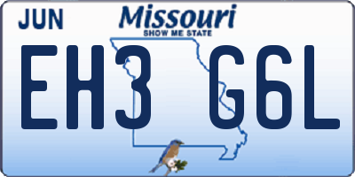 MO license plate EH3G6L