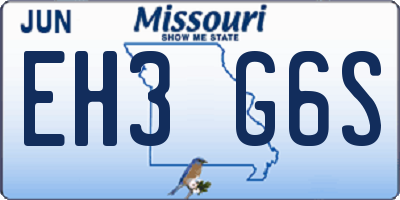 MO license plate EH3G6S