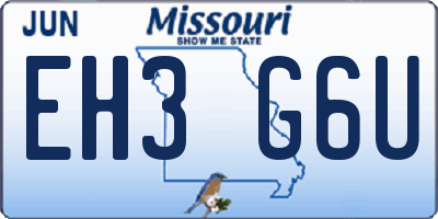 MO license plate EH3G6U