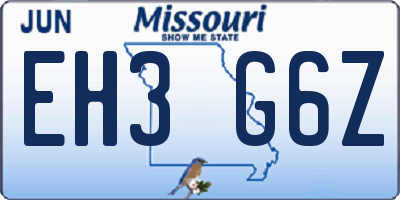 MO license plate EH3G6Z