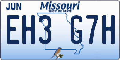 MO license plate EH3G7H
