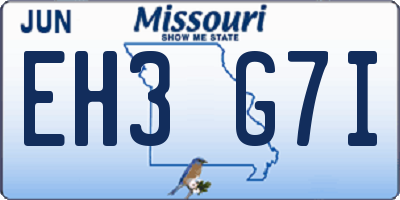 MO license plate EH3G7I