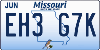 MO license plate EH3G7K
