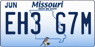 MO license plate EH3G7M