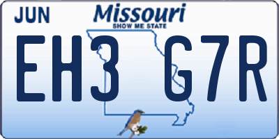 MO license plate EH3G7R