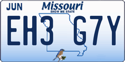 MO license plate EH3G7Y
