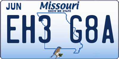 MO license plate EH3G8A