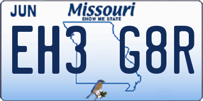 MO license plate EH3G8R