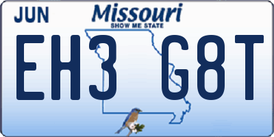 MO license plate EH3G8T
