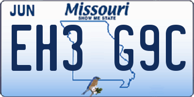 MO license plate EH3G9C