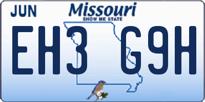 MO license plate EH3G9H