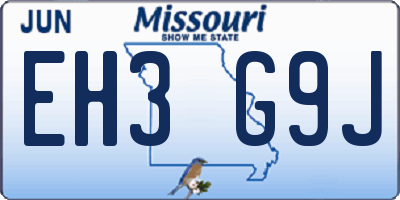 MO license plate EH3G9J