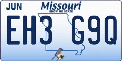 MO license plate EH3G9Q