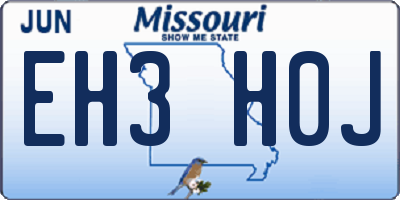 MO license plate EH3H0J