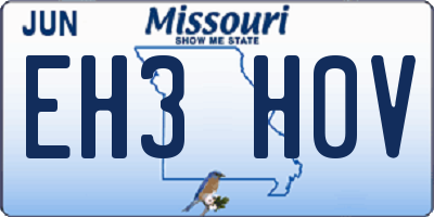 MO license plate EH3H0V
