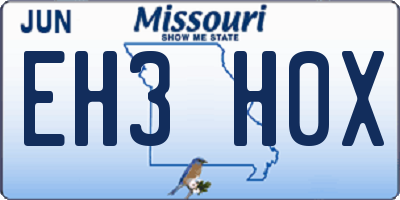 MO license plate EH3H0X