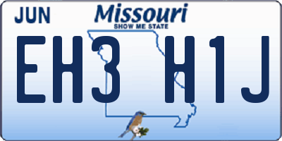 MO license plate EH3H1J
