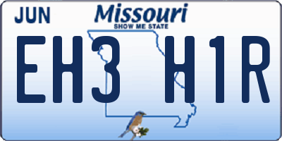 MO license plate EH3H1R