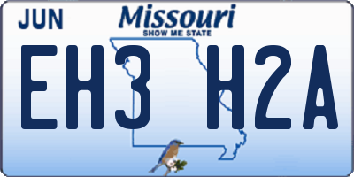 MO license plate EH3H2A