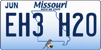 MO license plate EH3H2O