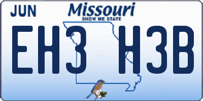 MO license plate EH3H3B