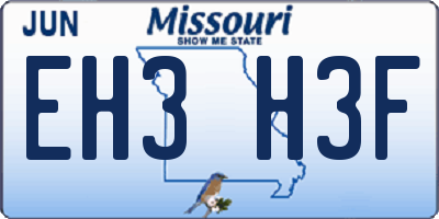 MO license plate EH3H3F