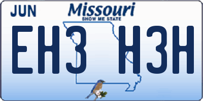 MO license plate EH3H3H