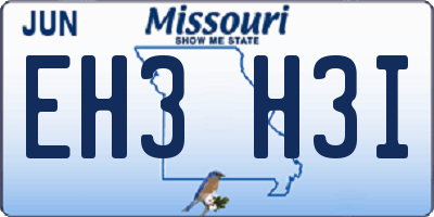 MO license plate EH3H3I