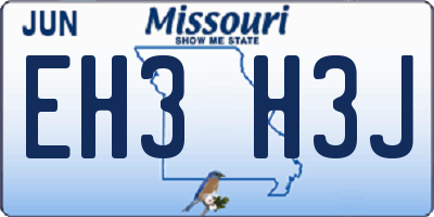 MO license plate EH3H3J