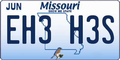 MO license plate EH3H3S