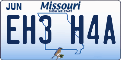 MO license plate EH3H4A