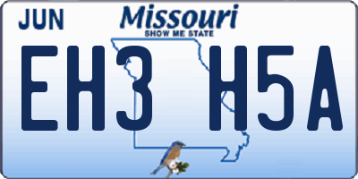 MO license plate EH3H5A