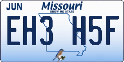 MO license plate EH3H5F