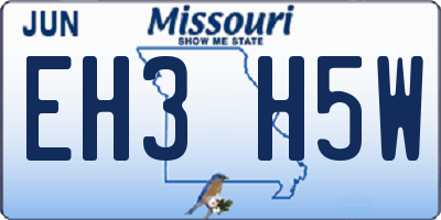 MO license plate EH3H5W