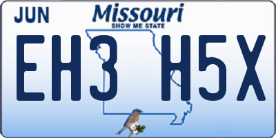MO license plate EH3H5X