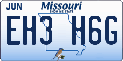 MO license plate EH3H6G