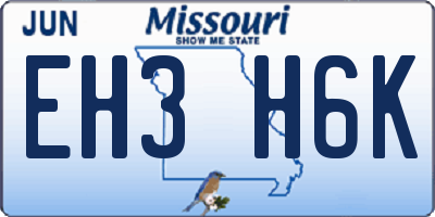 MO license plate EH3H6K