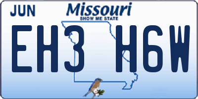 MO license plate EH3H6W