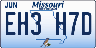 MO license plate EH3H7D