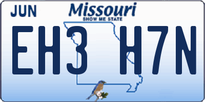 MO license plate EH3H7N