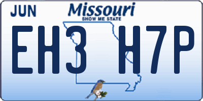 MO license plate EH3H7P