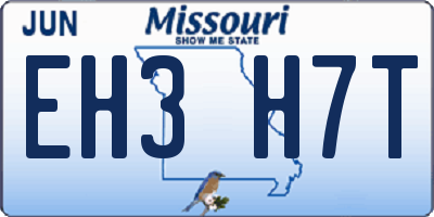 MO license plate EH3H7T
