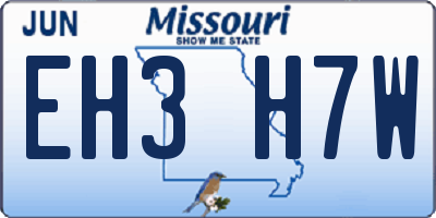 MO license plate EH3H7W