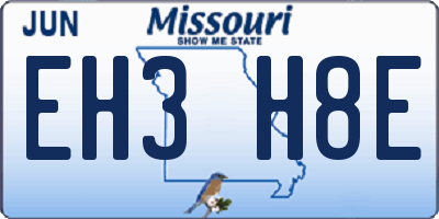 MO license plate EH3H8E