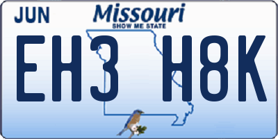 MO license plate EH3H8K
