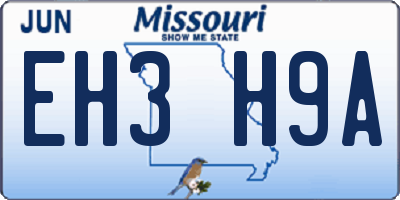 MO license plate EH3H9A