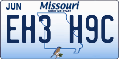 MO license plate EH3H9C