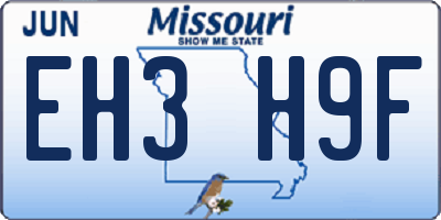 MO license plate EH3H9F