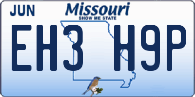 MO license plate EH3H9P